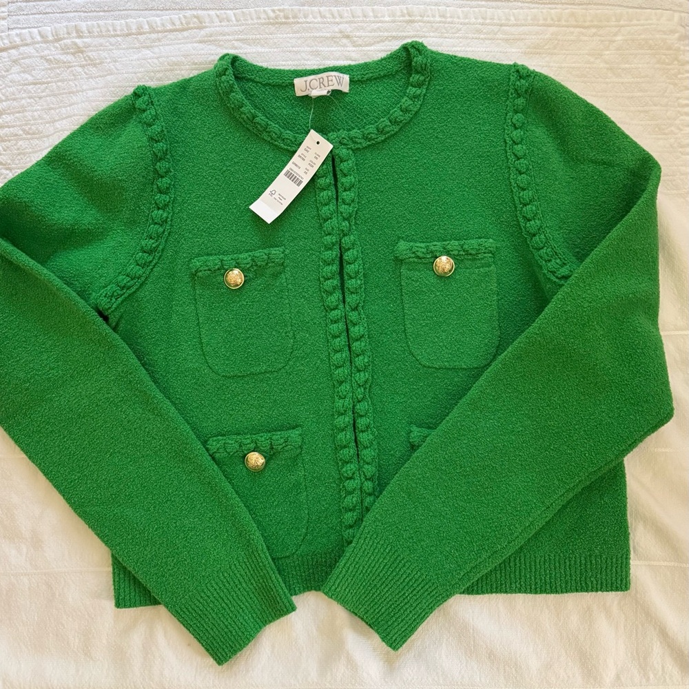 J.Crew Green Cardigan Sweater